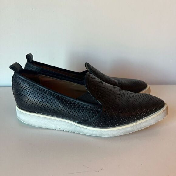 EVERLANE Flats Platform Pointed Toe Loafers Size 8 ITALY Perforated Leather Blac - Picture 1 of 9
